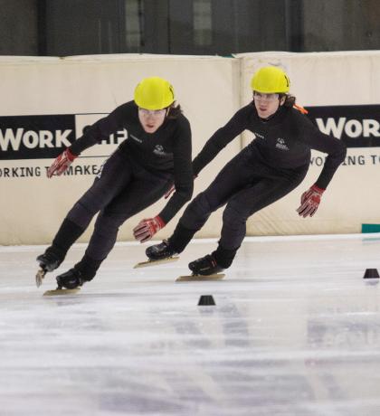 Special Olympics speed skaters