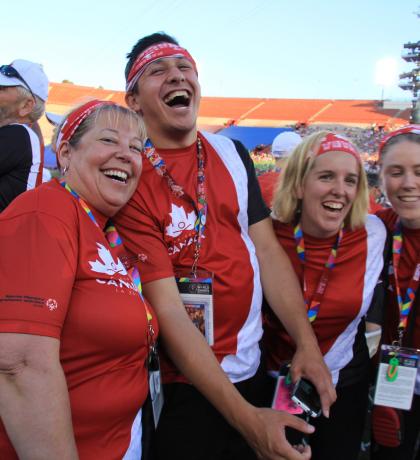 Kelly Zackodnik with Team Canada 2015 athletes