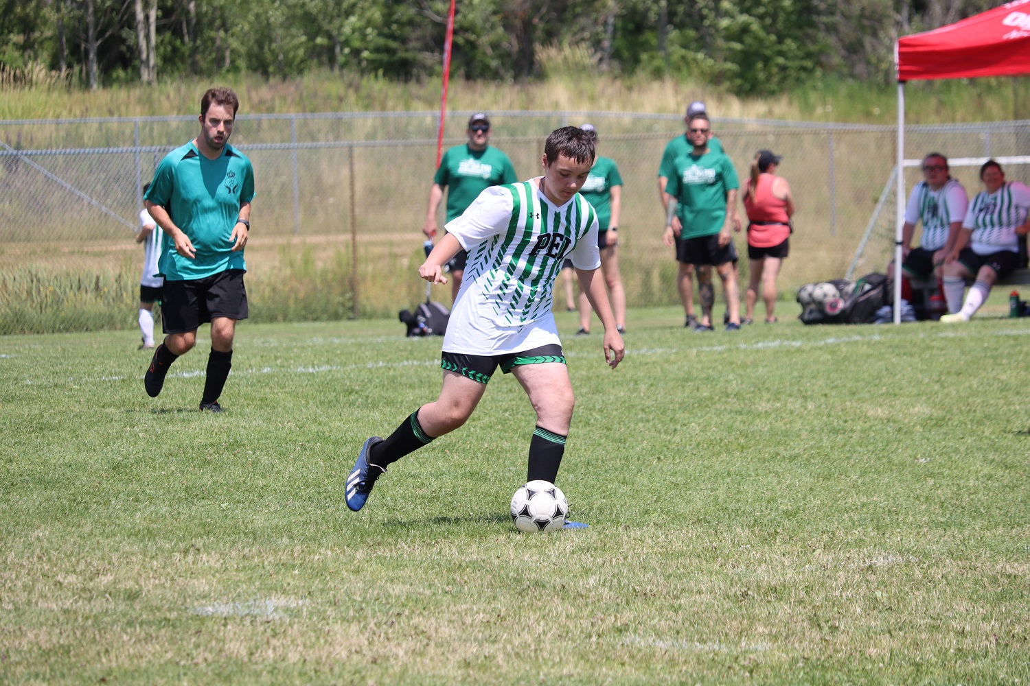 Team PEI 2026 Soccer athlete on the field playing soccer
