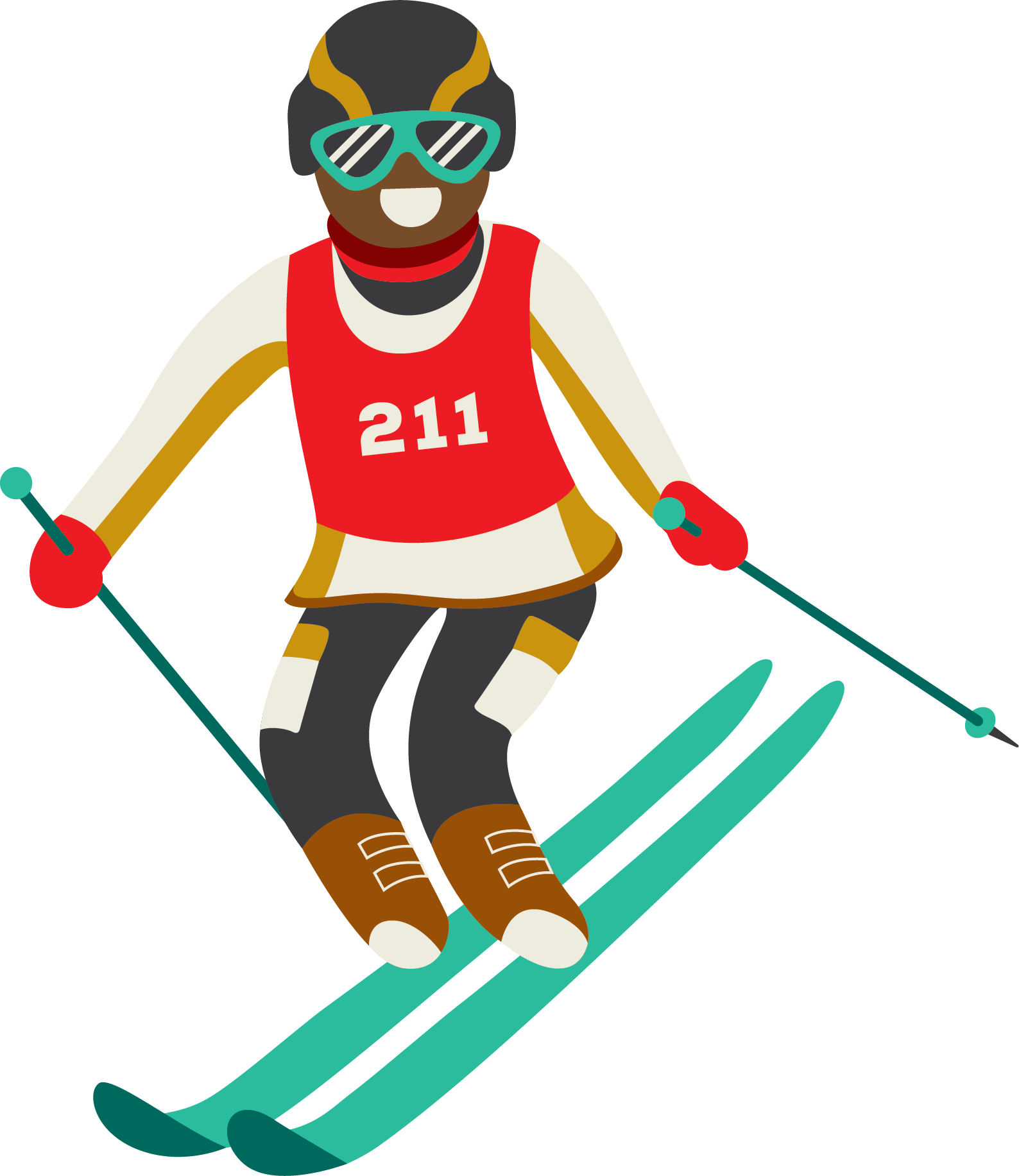 Illustration of a person skiing
