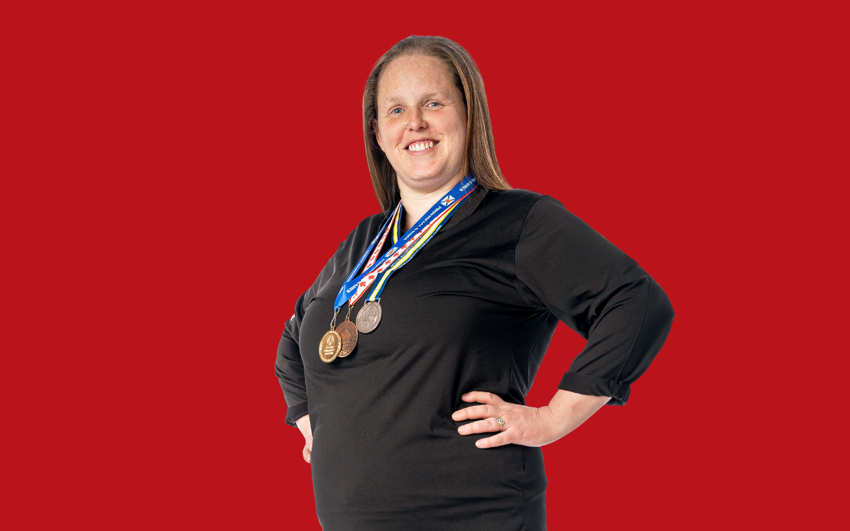 Lisa Murphy with Red Background.
