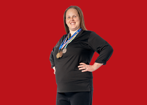 Lisa Murphy with Red Background.