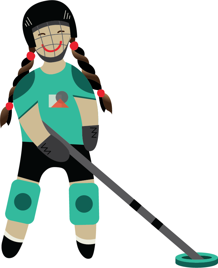 Illustration of a person playing floor hockey
