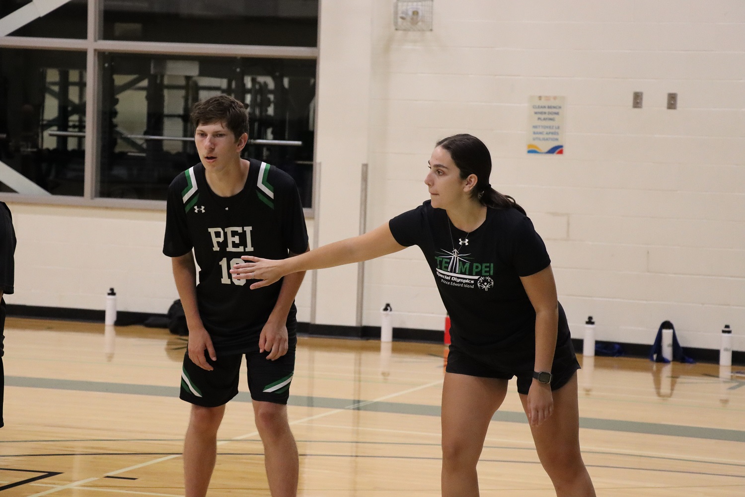 Team PEI 2026 Basketball Coach, Mylène Arsenault at a practice with an athlete Team PEI 2026 Basketball Coach, Mylène Arsenault at a practice with an athlete