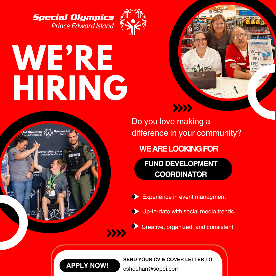 A flyer promoting the job of Fund Development Coordinator with Special Olympics PEI A flyer promoting the job of Fund Development Coordinator with Special Olympics PEI