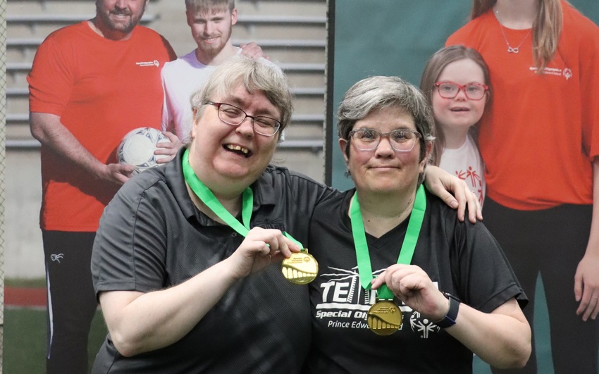 Special Olympics Team PEI 2026 Bocce athletes, Rolanda Bridges and Michelle O'Hanley with their medals