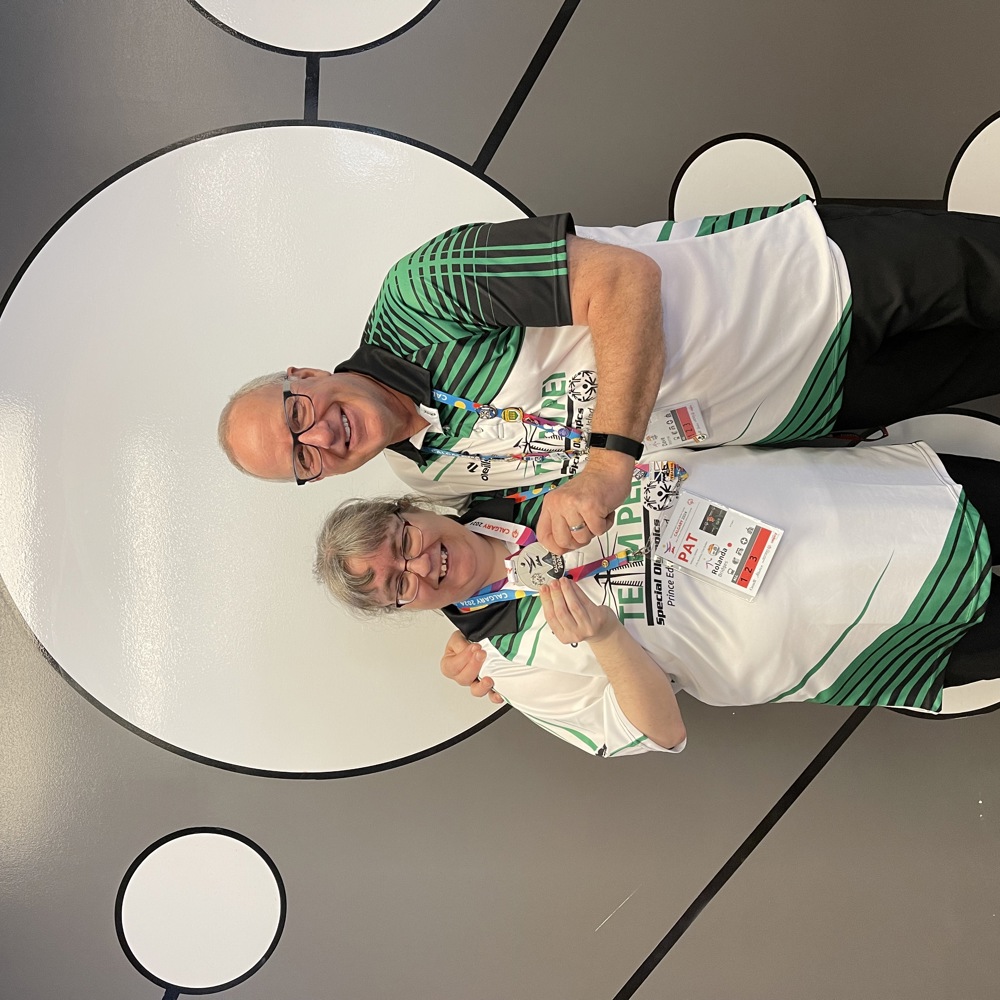 Special Olympics PEI, Team PEI 2024, Bowling, Athlete with Medal and Coach