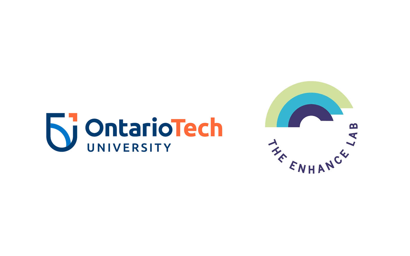 Le logo de Ontario Tech University à gauche et celui de The Enhance Lab à droite, sur un fond blanc.