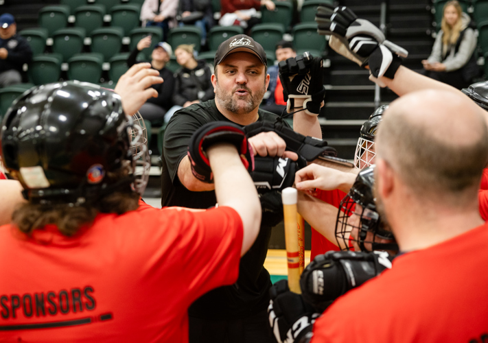 Floor Hockey team cheering