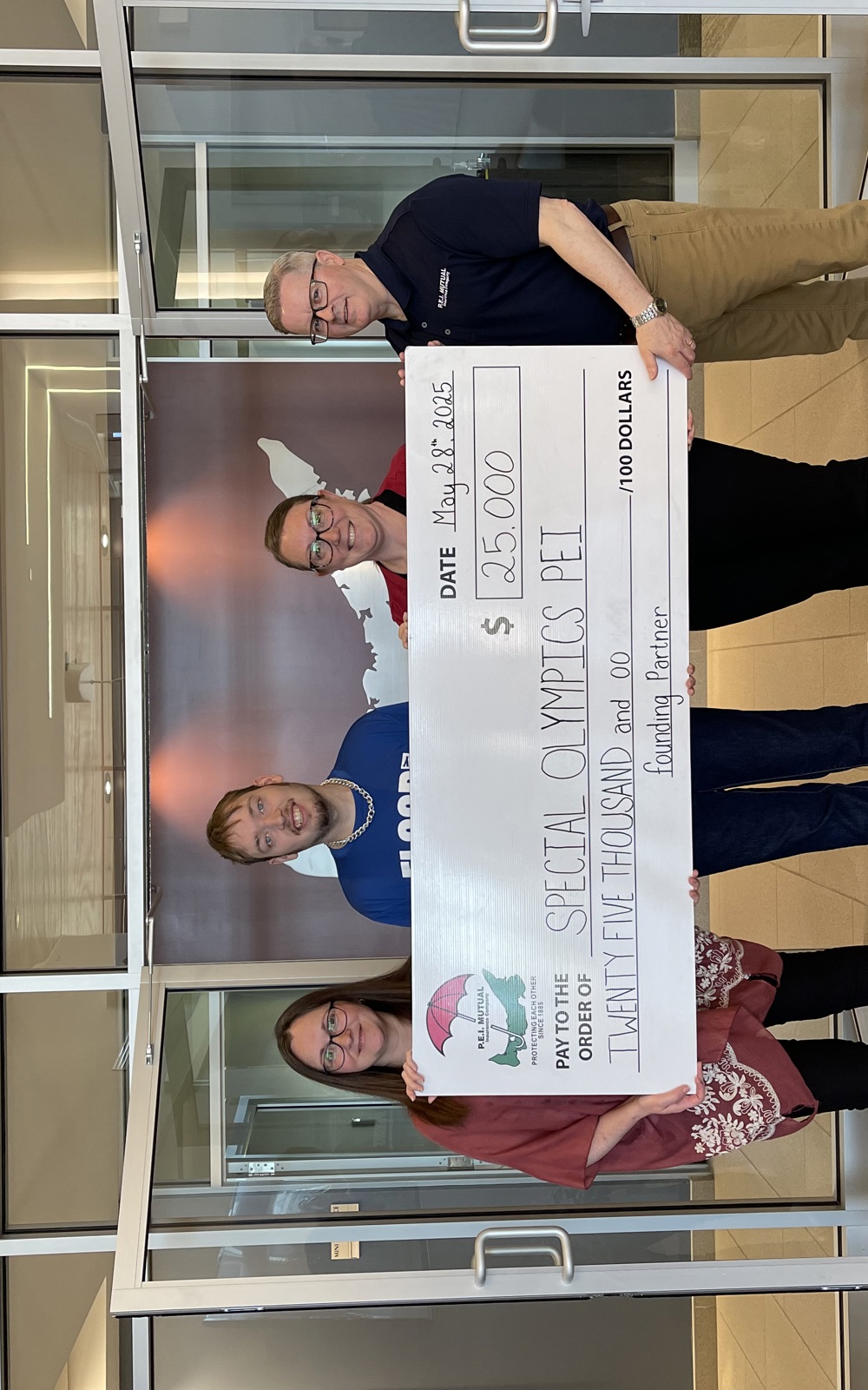 Special Olympics PEI, PEI Mutual Insurance Company, Cheque Presentation, 4 People