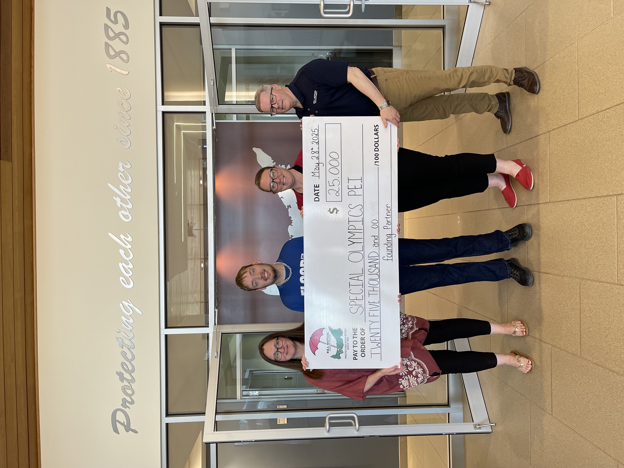 Special Olympics PEI, PEI Mutual Insurance Company, Cheque Presentation, 4 People