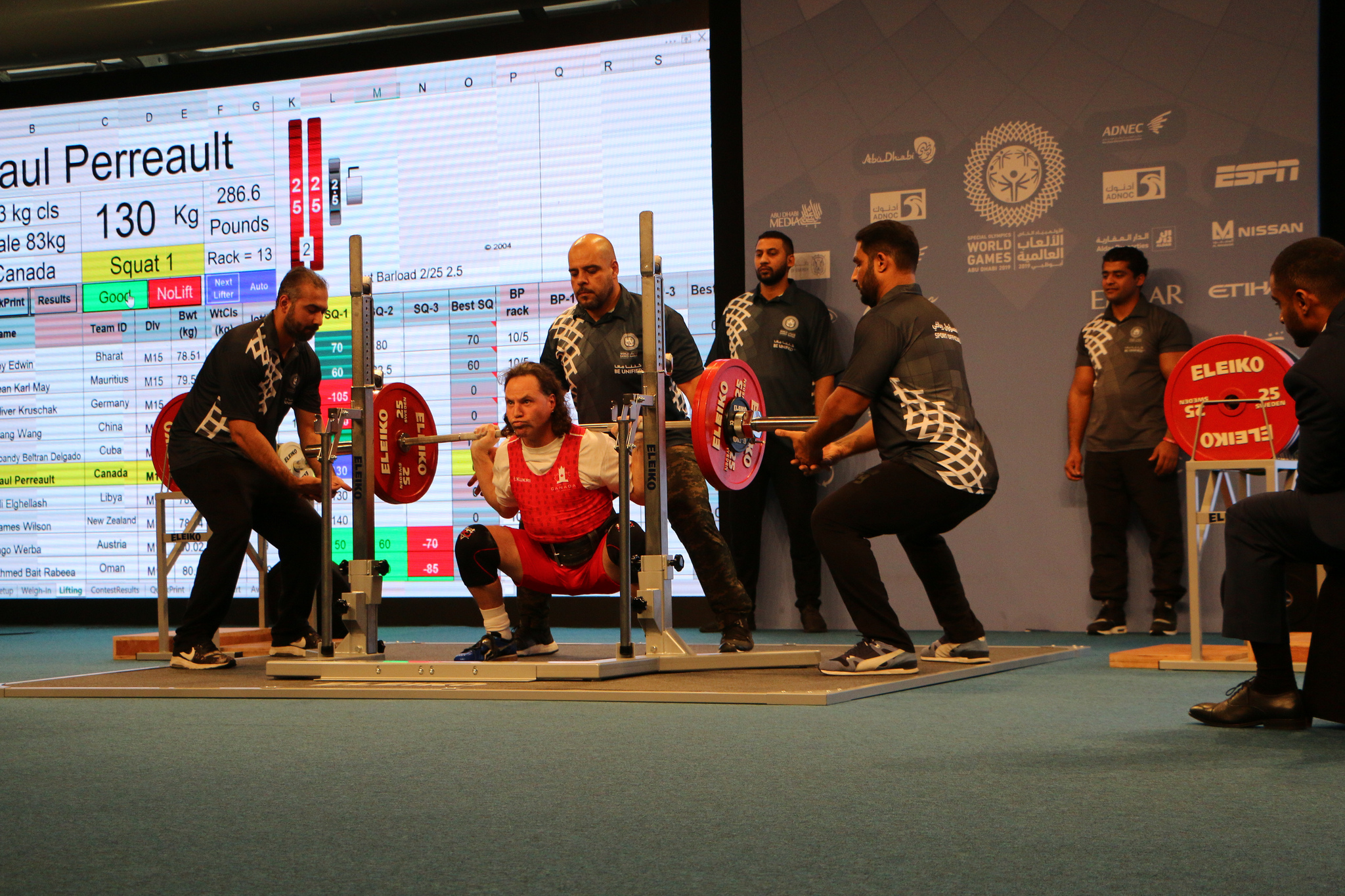 Paul Perreault squats at World Games.