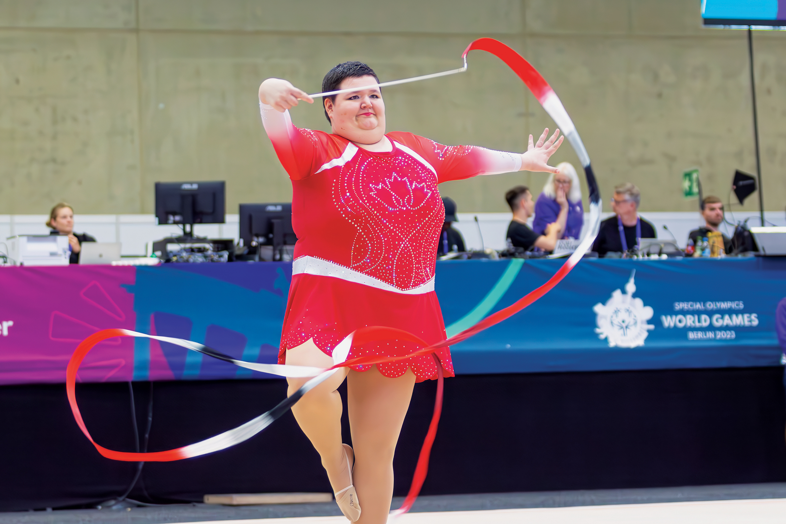 Special Olympics Team Canada athlete, Patricia Colgan during Rhythmic Gymnastics competition at the 2023 Special Olympics World Games in Berlin, Germany.