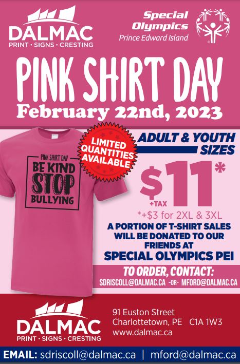 Pink Shirt Day, Special Olympics PEI, DALMAC