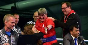 George Maclagan with Alberta Powerlifter Christine Sullivan