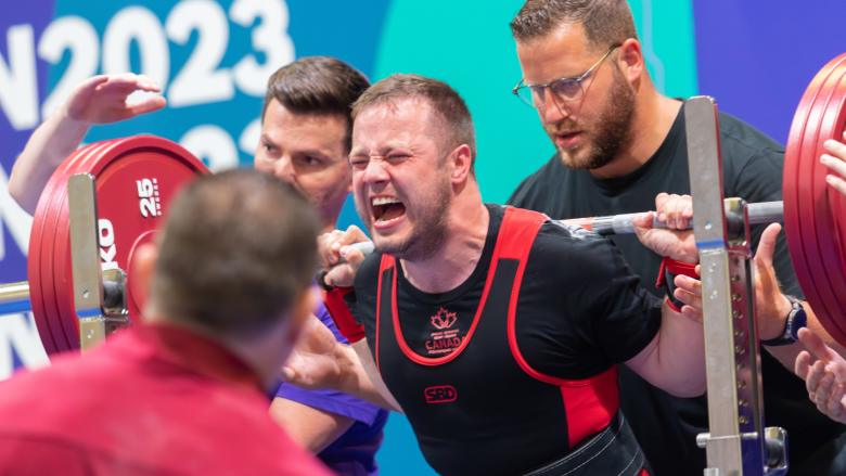David Nicholson doing a lift during the 2023 Special Olympics World games in Berlin