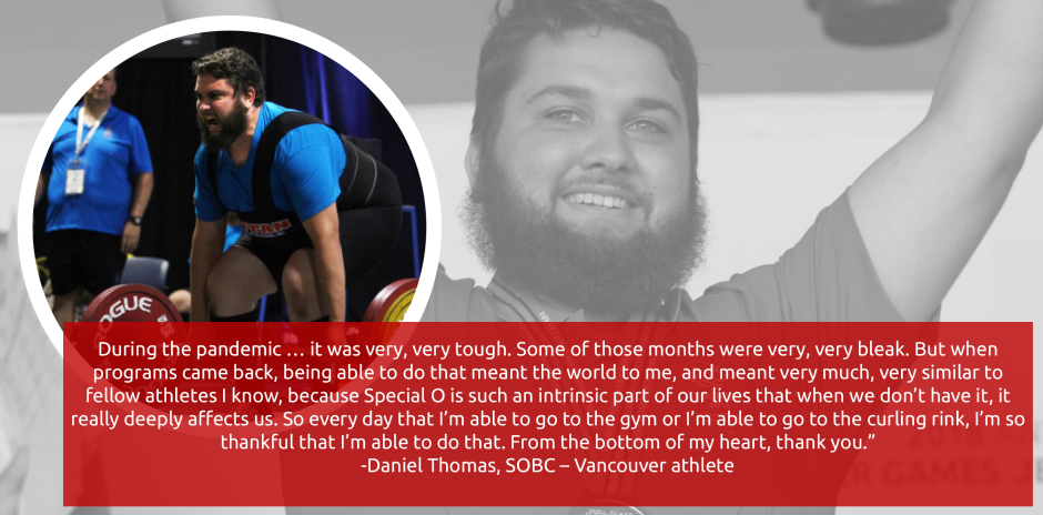 Image of athlete Daniel Thomas with a quote from his experience. Please click to hear him share his story.