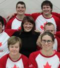 SOC CEO Sharon Bollenbach with Special Olympics Team Canada athletes.