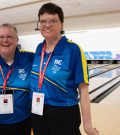 Fae and Jeri Lee Hodgins pose for a photo at the bowling alley.