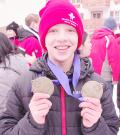 Yorke holding two medals at the 2023 SOBC Winter Games