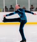Special Olympics BC athlete Marc Theriault performs on the ice.