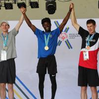 SOBC – Surrey athlete Malcolm Borsoi on the podium after winning a gold medal.