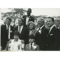 Celebrities and Special Olympics athletes celebrate the International Year of Special Olympics in 1986.