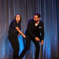 SOBC athlete Artisia Wong and former Vancouver Canucks player Chris Higgins posing in style at the SCF!