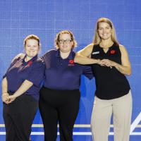 Special Olympics BC athletes Hannah Bergen Ashleigh King alongside Olympic rower Lisa Roman