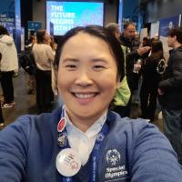 Susan taking a selfie during a Special Olympics World Games event