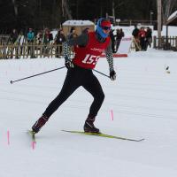 Francis cross country skiing in action