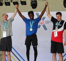 SOBC – Surrey athlete Malcolm Borsoi on the podium after winning a gold medal.