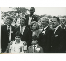 Celebrities and Special Olympics athletes celebrate the International Year of Special Olympics in 1986.