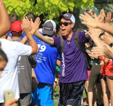 SOBC – Vancouver athlete Richard Louis receives a warm welcome at the motionball Marathon of Sport Vancouver. Photo by Tim Fitzgerald. 