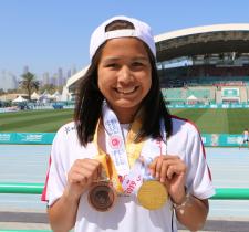 Arianna Phillips with the medals she earned at the 2019 Special Olympics World Summer Games