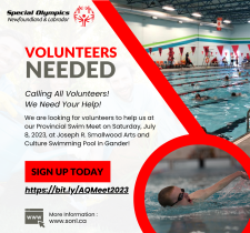 Volunteers Needed for Provincial Swim Meet in Gander