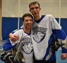 Joshua Trudell and floor hockey teammate