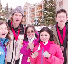 SOBC alpine skiing athletes with medals at 2023 SOBC Games