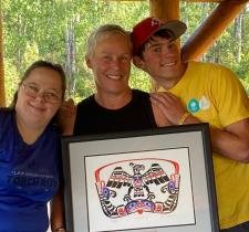 Gale Jones and two other athletes celebrating her Howard Carter award