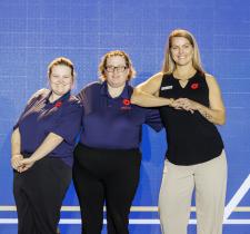 Special Olympics BC athletes Hannah Bergen Ashleigh King alongside Olympic rower Lisa Roman