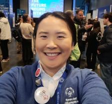 Susan taking a selfie during a Special Olympics World Games event
