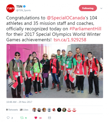 TSN Tweet #SOTeamCanada17