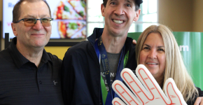 Special Olympics athlete Brent Shipton with Sobeys store owners, Dave and Deb Lukawenko.