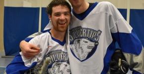 Joshua Trudell and floor hockey teammate