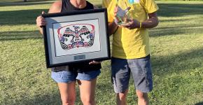 Gale Jones and Torben Schuffert holding their SOBC awards