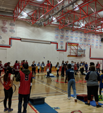 Unified Bean Bag Toss in Chestermere High School