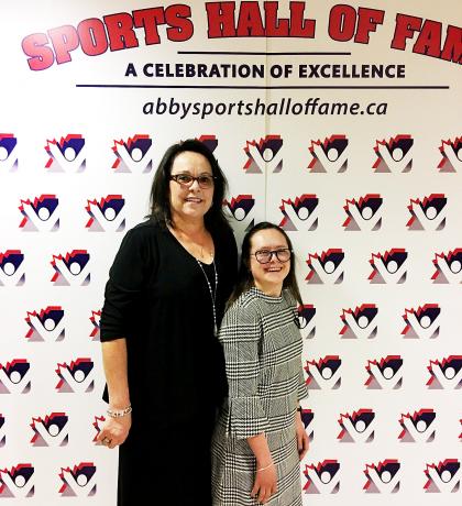 Donna Bilous with her daughter Paige at the Abbotsford Sports Hall of Fame on April 28.