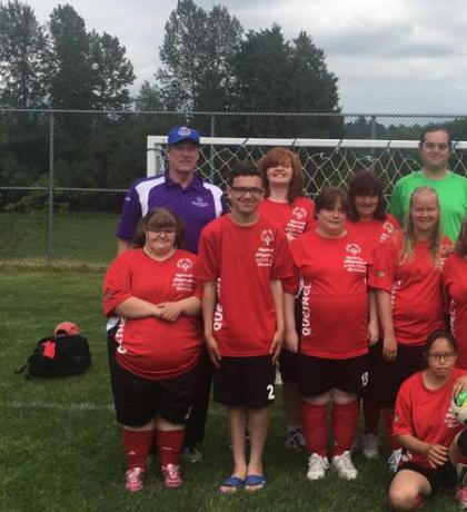 Victor Hegan coaching the SOBC – Quesnel Fury II soccer team at a tournament in 2016. 