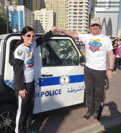 Constable Sheri Lucas and Deputy Chief Officer Barry Kross at the 2019 Special Olympics World Games LETR Final Leg.