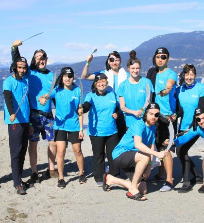 The Westminster Savings team ready to be freezin’ for a reason at the 2019 Vancouver Polar Plunge. Photo by Tim Fitzgerald